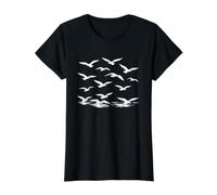 Où Les mouettes s'envolent Silhouette Blanche T-Shirt Graphique avec Valeur