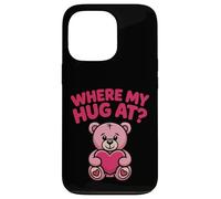 Où Mon câlin à l'ours Tenant Un cœur Adorable Ours Rose Coque pour iPhone 13 Pro