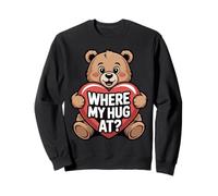 Où Mon câlin à l'ours Tenant Un cœur Marron Mignon câlin Ours Sweatshirt