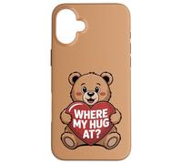 Où Mon câlin à l'ours Tenant Un cœur Mignon Animal Ours Coque pour iPhone 16 Plus