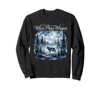 Où Pines Whisper Loup Aquarelle Forêt Nature Art Sweatshirt