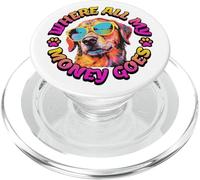 Où va Tout Mon Argent Golden Retriever Beach Retro PopSockets PopGrip pour MagSafe