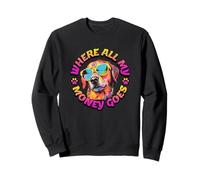 Où va Tout Mon Argent Golden Retriever Beach Retro Sweatshirt