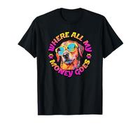 Où va Tout Mon Argent Golden Retriever Beach Retro T-Shirt
