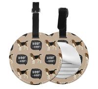 Ouaf Beagle,Étiquettes à bagages en cuir PU, étiquette nominative de voyage résistante, lot de 2