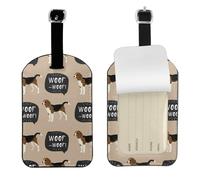 Ouaf Beagle,Étiquettes à bagages en cuir PU, étiquette nominative de voyage résistante, lot de 2