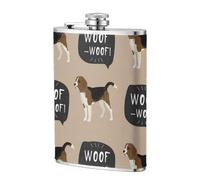 Ouaf Beagle,Flasque de poche plate de 8 oz en acier inoxydable 304, idéale pour les activités de plein air.