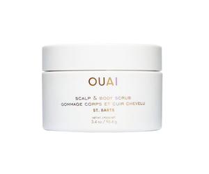 OUAI Gommage cuir chevelu & corps St. Barts format voyage - Gommage corps au sucre + huile de coco - Exfoliant cuir chevelu contre l’accumulation de produits - Peau lisse & hydratée (96.4g)