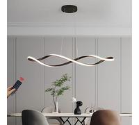 OUBBDVRT Décoration de la Maison 45W Gold Wavy Spiral Pendant Light Aymat Alemture Controlable Dimmable Long LED Chandelier Chrome Black Lampe pour Table de Cuisine Restaurant/Gol