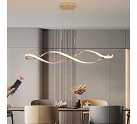 OUBBDVRT Décoration de la Maison 45W Gold Wavy Spiral Pendant Light Aymat Alemture Controlable Dimmable Long LED Chandelier Chrome Black Lampe pour Table de Cuisine Restaurant/Gol
