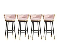 OUBBDVRT Élégant Velvet Swivel Barstols avec Un Ensemble de Repos à l'arrière tissé du 1/2/3/4 pour la Cuisine à Domicile et la Barre de pub Confortable Noire avec Repose-Pieds
