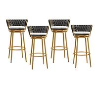 OUBBDVRT Élégant Velvet Swivel Barstols avec Un Ensemble de Repos à l'arrière tissé du 1/2/3/4 pour la Cuisine à Domicile et la Barre de pub Confortable Noire avec Repose-Pieds