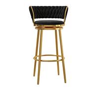 OUBBDVRT Élégant Velvet Swivel Barstols avec Un Ensemble de Repos à l'arrière tissé du 1/2/3/4 pour la Cuisine à Domicile et la Barre de pub Confortable Noire avec Repose-Pieds