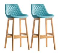 OUBBDVRT Ensemble de 2 tabourets de Bar à Hauteur de comptoir en Bois Massif avec des sièges en Fauve