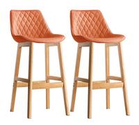 OUBBDVRT Ensemble de 2 tabourets de Bar à Hauteur de comptoir en Bois Massif avec des sièges en Fauve