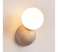OUBBDVRT Japonais Round Small Glass Wall Sconce Natural Yellow Travertin Indoor Mur Mur Light G9 Lumière Chaude 3000K Lampe Murale pour Le Salon, Le Salon et l'éclairage du Porche Éclairage Art déco