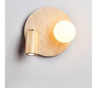 OUBBDVRT Lecture Lampe NORC Simple Rond 9,8 Pouces Murce Murce Natural Yellow Travertin Indoor Stone Mur Wall Lampe Lampe Peut être tournée