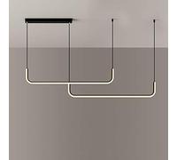 OUBBDVRT Simple Line Pendant Light LED Dimmable Pendant Lamp Kitchen Island Dining Table Chandelier Adjustable Suspension Light for Office Kitchen Restaurant Living Room Workspace,Gold,L150CM 42W