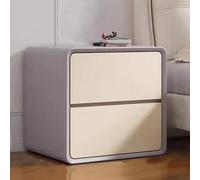 OUBBDVRT Stand de Nuit de Finition en Cuir Moderne avec 2 tiroirs Table de Chevet en Bois pour Chambre Table de Chevet de Grande capacité avec Assemblage Facile: 40x40x47cm Couleur: Gris et Blanc