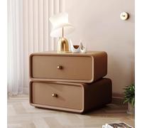 OUBBDVRT Table de Nuit rotative Moderne à 360 degrés avec 2 tiroirs Table d'extrémité Brun foncé pour Chambre ou Salon Meubles de Chevet élégant pour Les Petits espaces 40x40x48cm