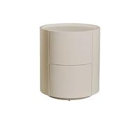 OUBBDVRT Table nause Rond en Bois Massif avec 2 tiroirs pour Chambre à Coucher et Table de Fin de Salon avec des glissements Silencieux (Blanc crème 45x46cm)