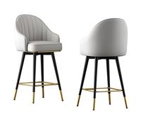 OUBBDVRT Tabouret de Barre pivotant en 2 pièces avec Support arrière, chaises de Hauteur de comptoir en Cuir PU pour Cuisine, pub, Bistro réglable 65 cm / 75 cm (Gris élevé: 75 cm)