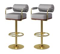 OUBBDVRT Tabourets de Bar pivotants réglables Ensemble de 2 chaises de comptoir de Cuisine en Faux Cuir avec Dos et Repose-Pieds, Design Beige et Or élégant pour l'île à Manger et Le Bar à Domicile