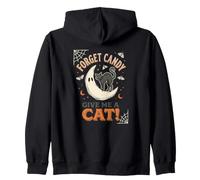 Oublie Les Bonbons, Donne-Moi Un Chat, Lune, fantôme, Halloween Sweat à Capuche