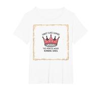 Oubliez Les Pantoufles en Verre Princesse Porte des Chaussures de Course à Pied Couronne T-Shirt, Femme Grandes Tailles, Blanc, 6X