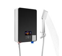 OUBUBY Chauffe-eau électrique instantané - Affichage numérique avec buse de douche - Chauffe-eau électrique sans réservoir - Température réglable 30 à 60 °C - 220 V 6500 W - Noir