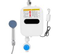 OUBUBY Chauffe-eau électronique instantané, 220 V, 3500 W, sans réservoir, avec affichage LED et kit de douche de salle de bain, mini chauffe-eau électrique, température au choix 30 à 60 °C, pour