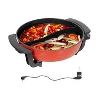 OUBUBY Hot Pot électrique 6L Hotpot Topf Doppelseitig Pot électrique 220V 1350W Poêle à fondue électrique avec couvercle antiadhésif Pot chaud chinois pour 3-5 personnes