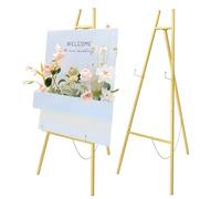 OUBUBY Lot de 2 chevalets d'affichage réglables en fer doré - 50 x 118 cm - Trépied pliable portable - Pour peinture, croquis, mariage, exposition
