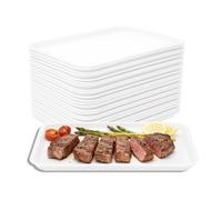 OUBUBY Lot de 24 plateaux de service rectangulaires - 36 x 27 x 2 cm - Incassables - Réutilisables - Passe au lave-vaisselle - Pour restaurant, table basse, cuisine - Blanc