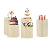 OUBUBY Lot de 5 vases de colonne de fleurs en carton pour mariage, centre de table pliable en carton avec couvercle en acrylique, support de fleurs cylindrique blanc pour mariage, fête, anniversaire