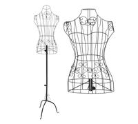 OUBUBY Mannequin de couture en métal vintage - Fil de fer - Mannequin de vitrine - Buste décoratif - Mannequin de couture - Buste de femme - Portant à vêtements - Noir