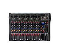 OUBUBY Panneau de mixage Bluetooth, mélangeur d'audio 12 canaux Amplificateur de mixage Portable Bluetooth Mixeur audio DJ Pult 48 V Alimentation fantôme USB Connexion avec affichage LED Convient pour