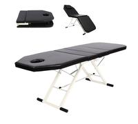 OUBUBY Table de massage portable à 3 zones - Table de massage réglable en hauteur avec appui-tête - 185 x 60 x 85 cm - Table de massage pliable - Table de massage portable pour physiothérapie (noir)