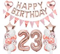 Ouceanwin Décoration 23 Ans Fille, Ballons Or Rose, Guirlande Joyeux Anniversaire, Chiffre 23, Kit de Fournitures de Fête pour Enfant