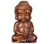 Ouceanwin Statue de Bouddha, Sculpture en Bois Priant Statue Bouddha Assis Petite Méditation Bouddha, Figures de Décoration Bouddha Sculptées à la Main pour Décoration de Table, Accessoire de Maison