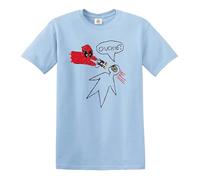 Ouchie! T-shirt pour homme Motif croquis Wade Wilson Francis, T-shirt bleu ciel imprimé noir, M