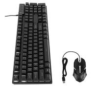 OUCRIY Ensemble Clavier et Souris de Jeu, 104 Touches, Rétroéclairage LED, Ergonomique, étanche, Réponse Rapide, Souris et Clavier de Jeu (Costume Noir Transparent d500 Word)