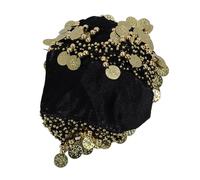 OUCRIY Jupe élégante de danse du ventre avec 320 pièces dorées, matériau en tissu doux, son délicieux, artisanat fin et construction robuste pour femme, taille unique, Noir/doré