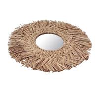 OUCRIY Miroir mural en paille tissée rétro beau miroir à suspendre pour décoration de dortoir (nature)