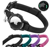 OUCWLTAG Collier Lumineux pour Chat avec Porte-étiquette Apple AirTag - avec Bande élastique de sécurité pour Fille, garçon, Chat, Chaton et Chiot (22,9 à 33 cm, Noir)