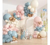 Ouddy Party Lot de 149 guirlandes d'arche de ballons de révélation du sexe - Différentes tailles : 45,7 cm, 30,5 cm, 25,4 cm, 25,4 cm, 6 ballons rose poudré, bleu, sable, blanc et doré pour garçon et