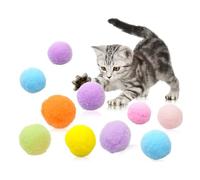 OUDQFCJ 10 Pcs Pompons pour Chat Balles Douces Interactives Jouets d'Entraînement Multicolores pour Chat Boules de Chat Jouet Interactif Intérieur Idéal pour Chat 3cm