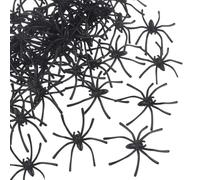 OUDQFCJ 120 Araignées Halloween Décoratives en Plastique | Faux Araignées Réalistes pour Décoration Effrayante de Table et Fêtes d'Halloween (Noir)
