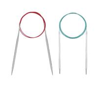 OUDQFCJ 2 PCS Aiguilles circulaires acier inoxydable avec câble flexible, adaptées à la laine épaisse et fine, en métal, pour tricoter des chaussettes, pulls, gants écharpes (80 cm) (2,5 mm et 4,0 mm)