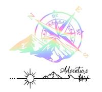 OUDQFCJ 2 pcs Stickers Aventure Auto Boussole Autocollants Réfléchissants pour Voiture, Moto, Camping-Car, Caravane, Fenêtre, Valise, Vélo